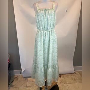 Lucy Paris Sleeveless Green White MIDI Dress SZ S